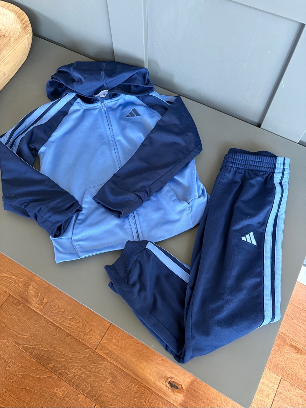 adidas Kids Two-Tone Light Blue & Navy Jogger Set